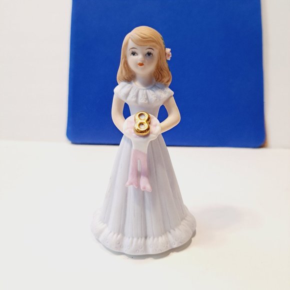 Enesco Growing Up Birthday Girls Age 8 Brunette Porcelain Figurine 1982 - Picture 13 of 14